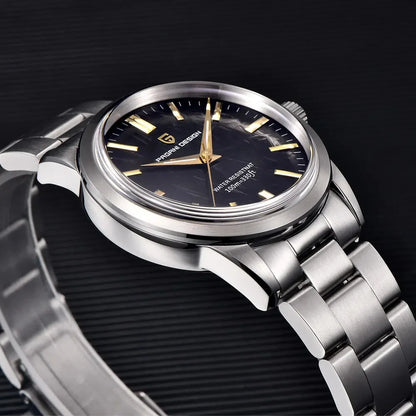 Relógio masculino PAGANI DESIGN 40MM com mostrador de meteorito, quartzo, luxo business, safira, aço inoxidável 316L, resistente à água 100M