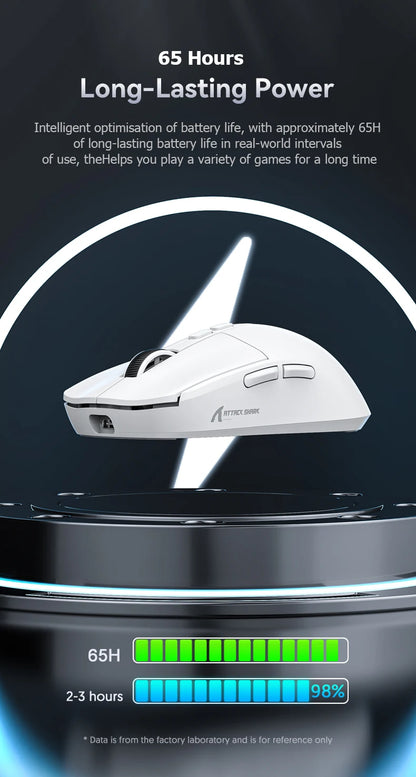 Attack Shark X6 Lightweight Wireless Gaming Mouse with 3 Mode Up to 26K DPI RGB Backlight Charging Base for Laptop Deskbtop