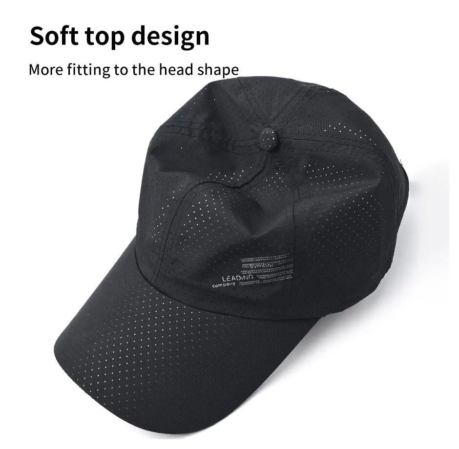 Quick Dry Baseball Cap Outdoor Sports Mesh Breathable Hat For Men Portable Hiking Fishing Sunbonnet Golf Adjustable Cap