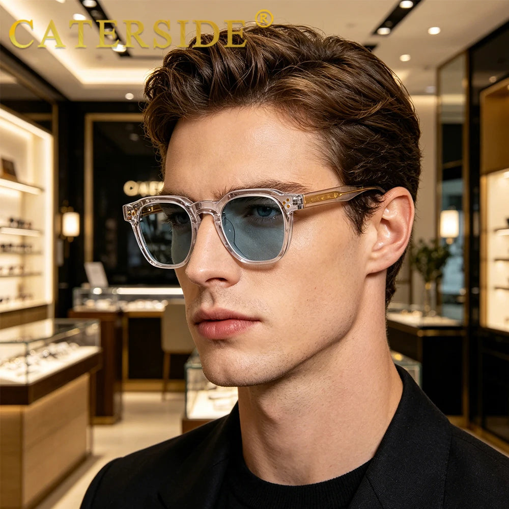 CATERSIDE New Fashion Men's Sunglasses Square Personalized Temple Tips Design Sun Glasses Women's Travel Party Festival Gift