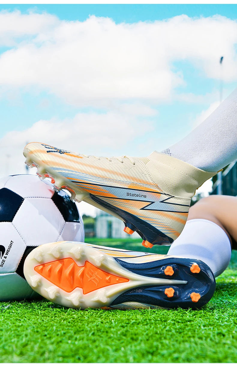 Nouvelles chaussures de football pour hommes, chaussures de match montantes, chaussures de futsal de haute qualité, chaussures de football d'intérieur antidérapantes, baskets d'extérieur, crampons pour gazon, meilleures v