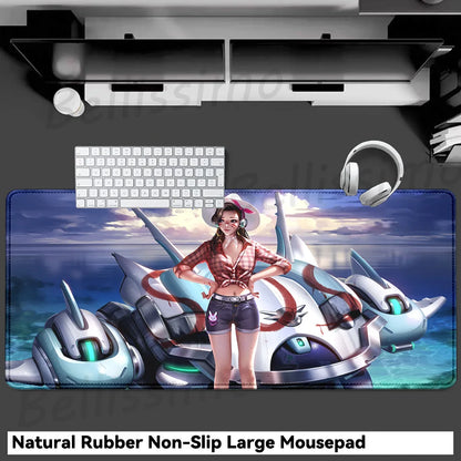 Acessórios Gaming O-Overwatch D-D.va Tapete de Rato Grande para Teclado e Rato, Deskmat XXL Estendido para PC, Tapete Gamer