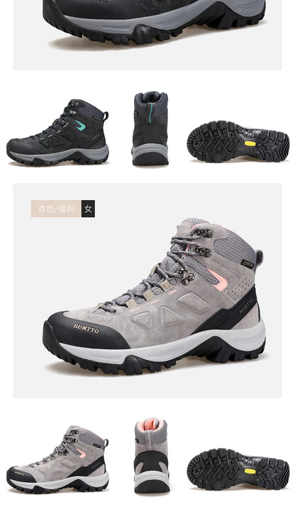 Zapatos de senderismo HUMTTO, botas de caza impermeables para hombre, botas tácticas de combate para desierto hasta el tobillo, botas de trekking para hombre y mujer, zapatillas cálidas de cuero