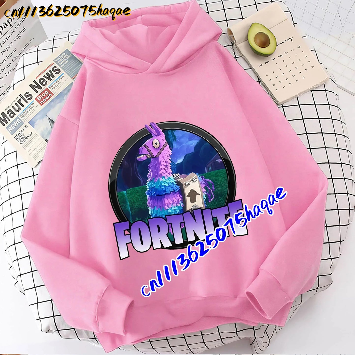 FORTNITED Kinder-Langarm-Hoodie für Mädchen und Jungen, Streetwear, Pullover-Sweatshirt für Babys, Anime-Mode, Kinderoberteil, Geschenk