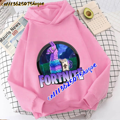 FORTNITED Kinder-Langarm-Hoodie für Mädchen und Jungen, Streetwear, Pullover-Sweatshirt für Babys, Anime-Mode, Kinderoberteil, Geschenk