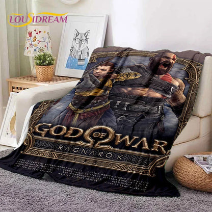 God of War Games Kratos Cartoon Soft Flannel Blanket for Beds Bedroom Sofa Picnic,Throw Blanket for Cover Outdoor Leisure Gift