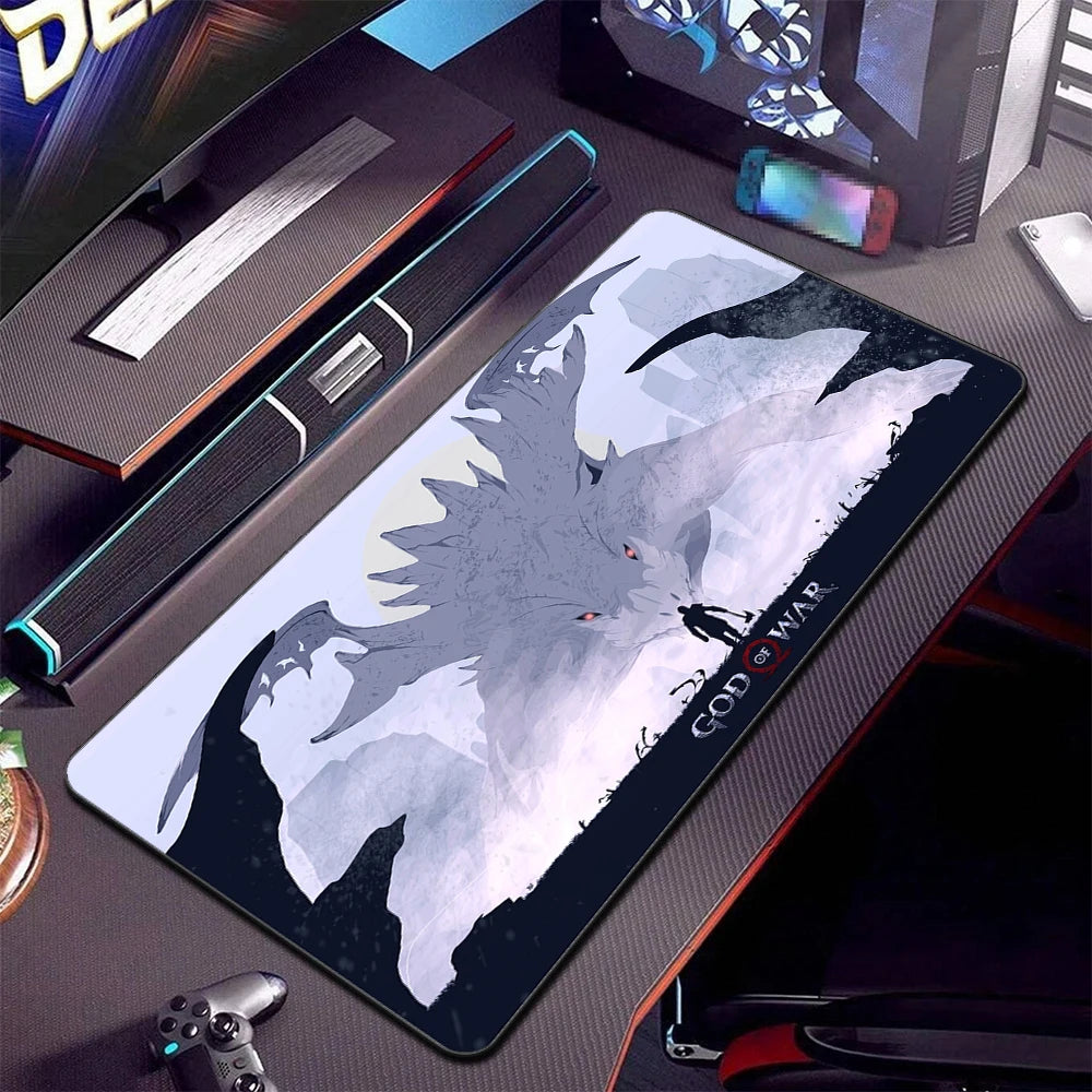 Game God of War Mouse Pad Anime Game Mousepad Computer Keyboard Desk Pads Office Carpet Laptop Mausepad Non-slip Base Deskmat