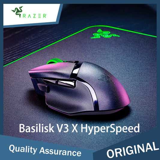 Mouse gaming wireless originale Razer Basilisk V3 X HyperSpeed personalizzabile, sensore ottico 18K, Chroma RGB, 9 comandi programmabili