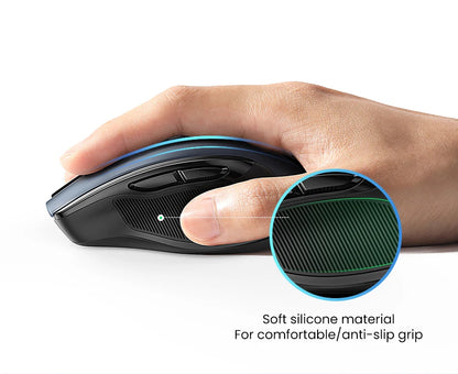 Ratón inalámbrico UGREEN Bluetooth 5.0 ergonómico 4000DPI con 6 botones silenciosos para MacBook, tabletas, portátiles, ordenador PC y conexión 2.4G