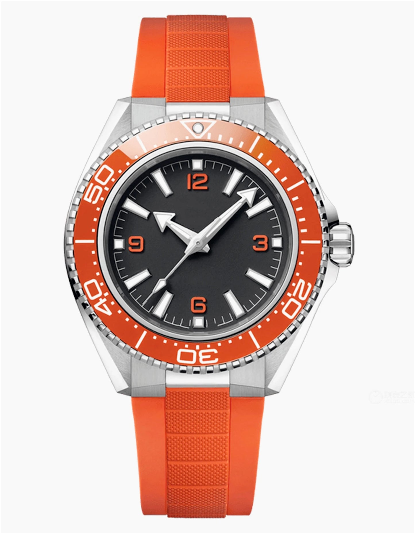 Customized Luxury Mens Sports Black Blue Ceramic Bezel Automatic Mechanical Watch Stainless Steel Orange Rubber Watches 42mm