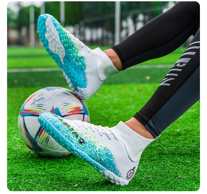 1 paire de chaussures de football pour hommes, résistantes à l'usure, antidérapantes, avec crampons longs et courts, idéales pour les matchs sur gazon extérieur, pour étudiants et adultes