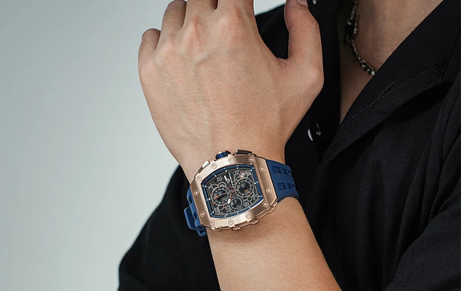 Reloj TSAR BOMBA New TB8204 para hombre, cronógrafo de cuarzo japonés, resistente al agua 50M, reloj de pulsera deportivo de moda, reloj masculino de lujo, regalo para hombre