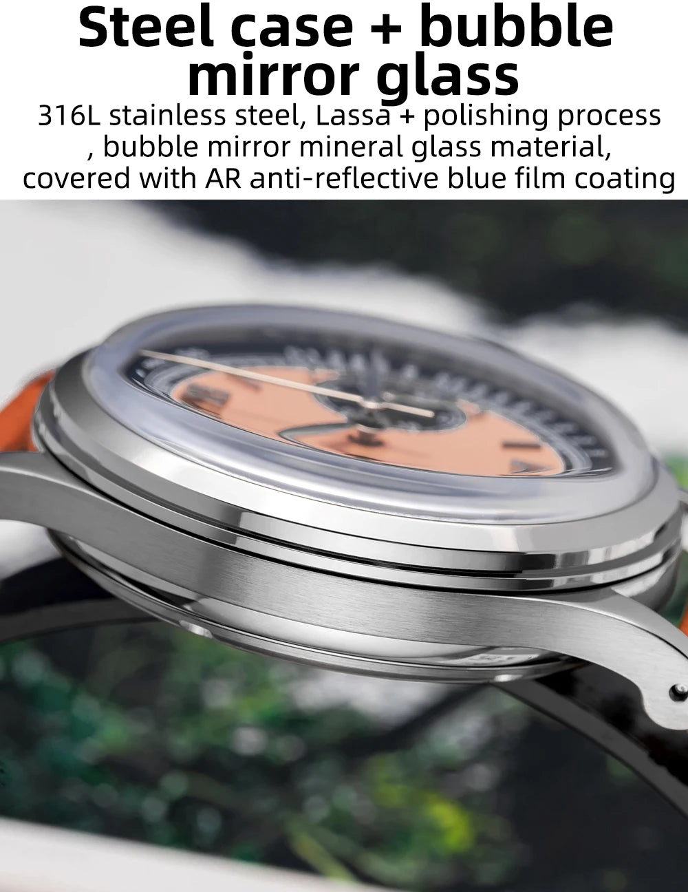 ADDIESDIVE AD2037 Men Quartz Watch Multifunctional 24 Hour Chronograph Black Dial Leather Watches 100m Dive Business Wristwatch