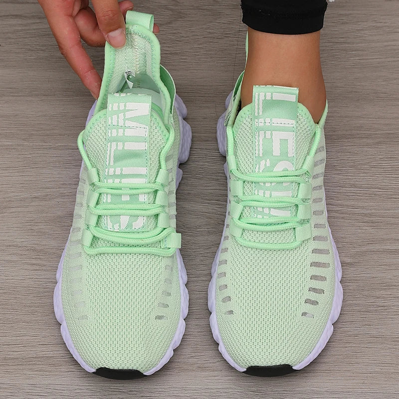 Women’s Sports Shoes Mesh Lightweight Soft Sole Jogging Strap Breathable Fashion Sports Walking Casual Tennis Flat Shoes for Men