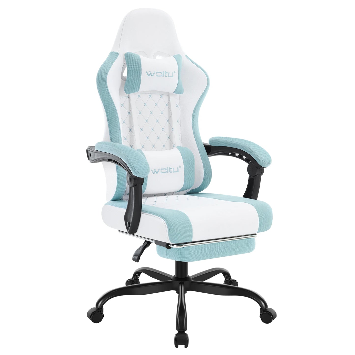 Sedia da ufficio girevole WOLTU con funzione massaggio, poltrona ergonomica con cuscino e poggiapiedi, sedia gaming regolabile in altezza