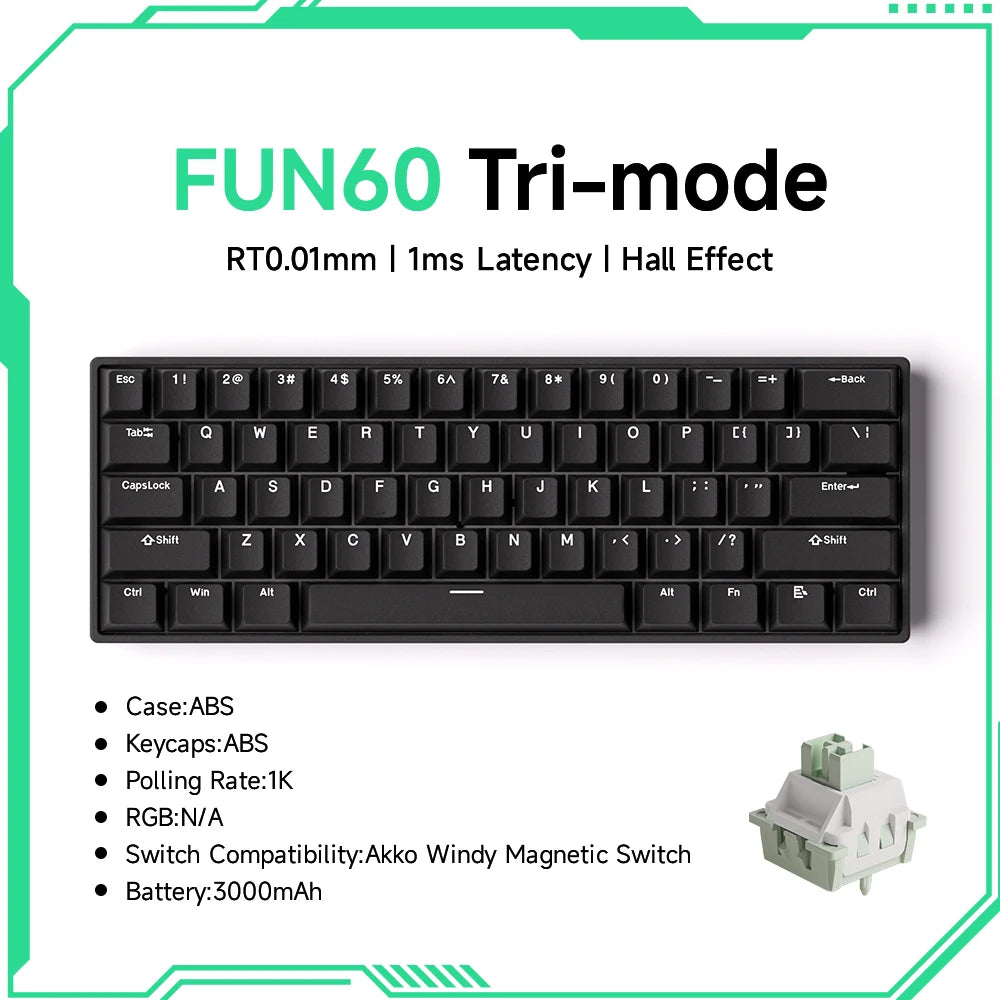 Akko MonsGeek FUN60 PRO&MAX HE Mechanical Keyboard Magnetic Switch 60% Gaming Keyboard Rapid Trigger 8K Custom Keyboard