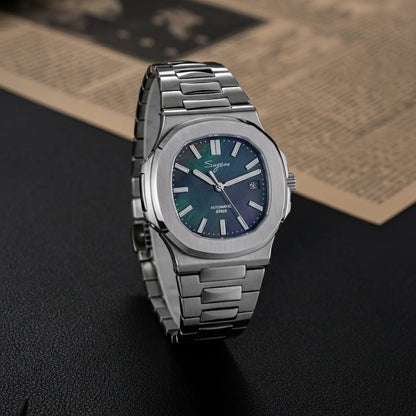 Sugess Herrenuhr, automatische mechanische Armbanduhr, Miyota 9015 Uhrwerk, MOP-Zifferblatt, Leuchtfunktion, wasserdicht bis 5bar, Luxus-Armband S466