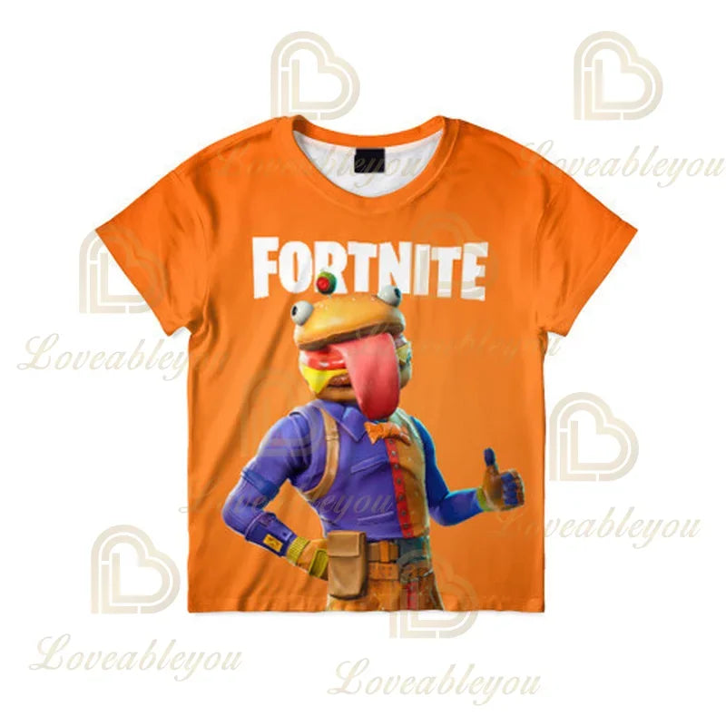 New Fortnite Summer T Shirt Boys Cartoon Cute Tee Short Sleeve Shirt Men Women Children Tshirts Teenager Tee Streetwear Tops