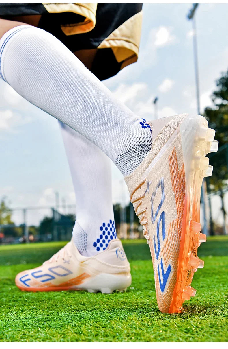 Sapatilhas de Homem Novas com Pitons para Relva, Ténis de Futebol de Alta Qualidade, Chuteiras de Futsal Antiderrapantes para Interior, Modelo Cano Alto para Exterior Mais Vendido