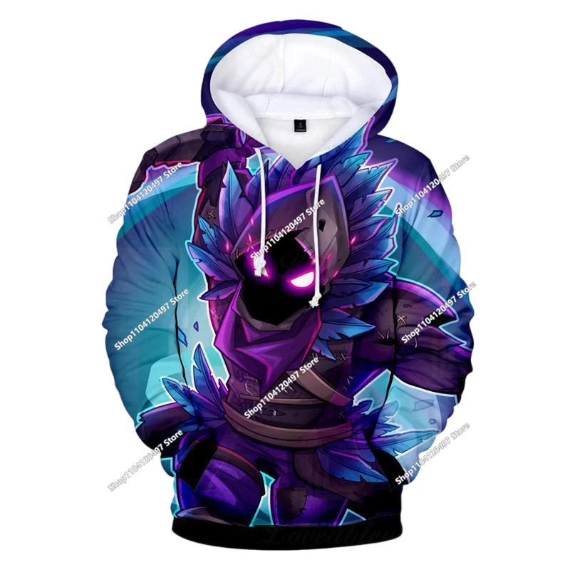 Sweatshirt com capuz Fortnite 3D com estampagem digital, folgado e confortável, novidade de outono