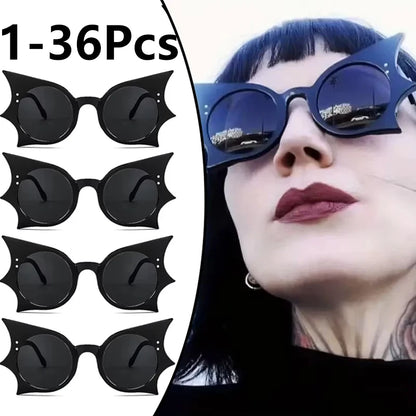 1-36Pcs Bat Sunglasses Black Retro Punk Hip Hop Style Sunglasses for Halloween Everyday Life  Party Fashion role play decoration