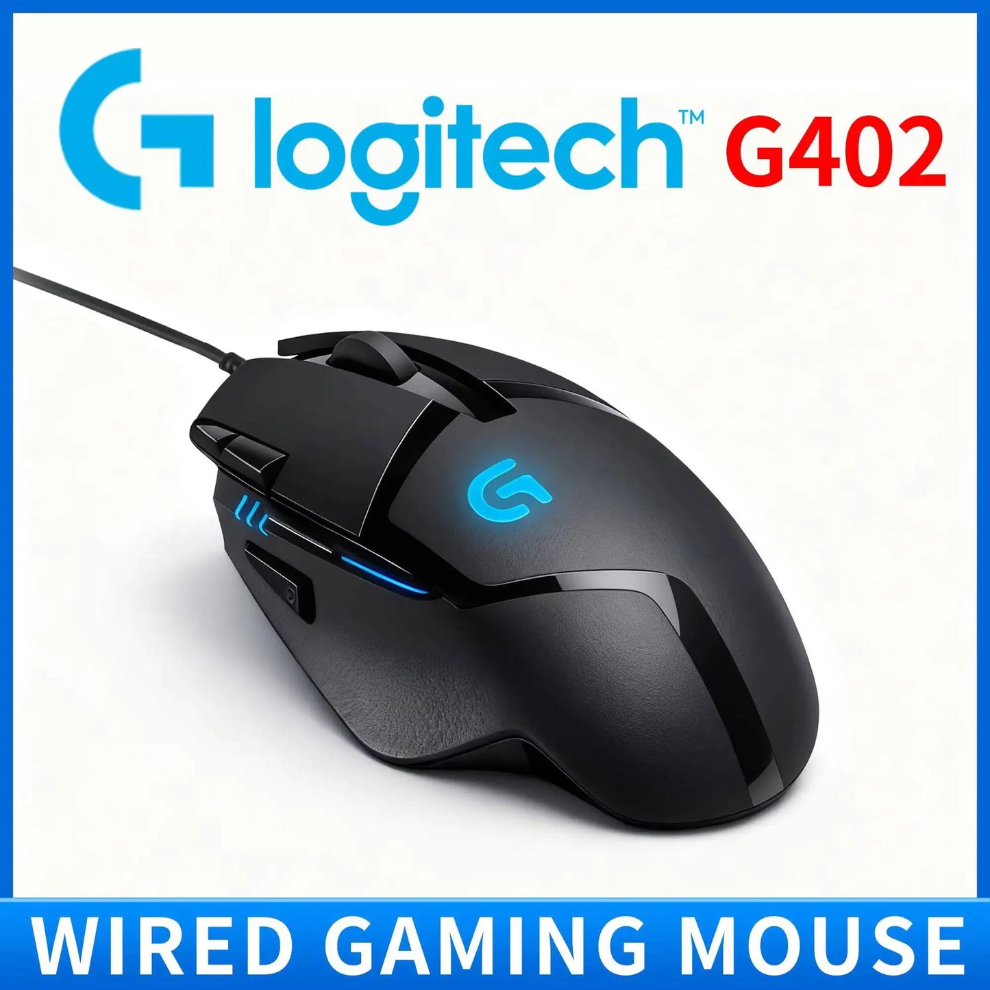 Logitech G402 Gaming Mouse Fusion Engine Tech 4 DPI Settings 32-Bit Processor Anti-Slip for Professional Competitive Gaming