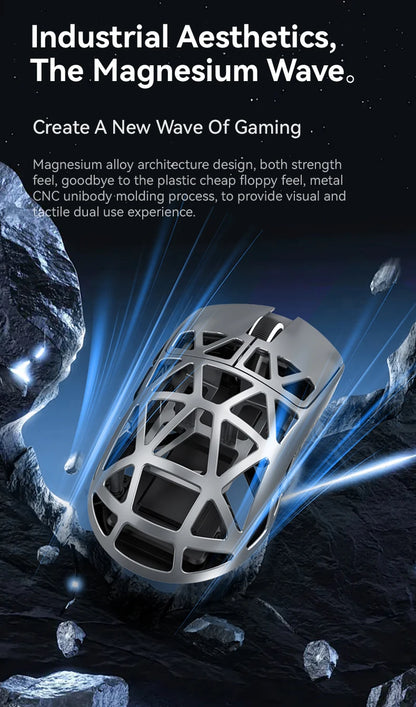 Mouse da gaming wireless Attack Shark R2 PAW3950 8K in lega di magnesio, leggero, Bluetooth tri-mode per gaming/ufficio