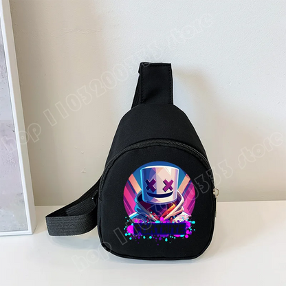 Fortnite Umhängetasche mit Game-Print für Kinder, Mini-Brusttasche, klassische schwarze Schultertasche und Geldbörse, geeignet für Schule und Outdoor-Aktivitäten