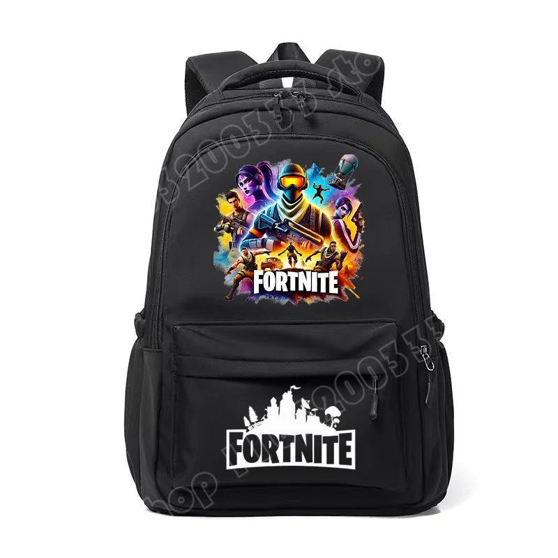 Mochila Fortnite para Crianças, Portátil e de Grande Capacidade, Mala Escolar de Estudante com Estampado Cartoon e Alças de Ombro, Material Escolar para Rapazes, Presente