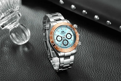 Automatic Watches for Men Mechanical Self Weind Gold Stainless Steel Glacier Ice Blue Chestnut Brown Bezel Reloj Hombre Baratos