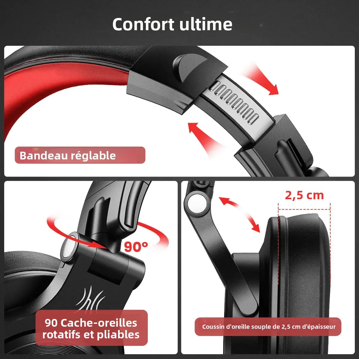 OneOdio A71 kabelgebundene Over-Ear-HiFi-Studio-DJ-Kopfhörer mit Mikrofon – professionelles Monitoring-Gaming-Headset mit tiefem Bass