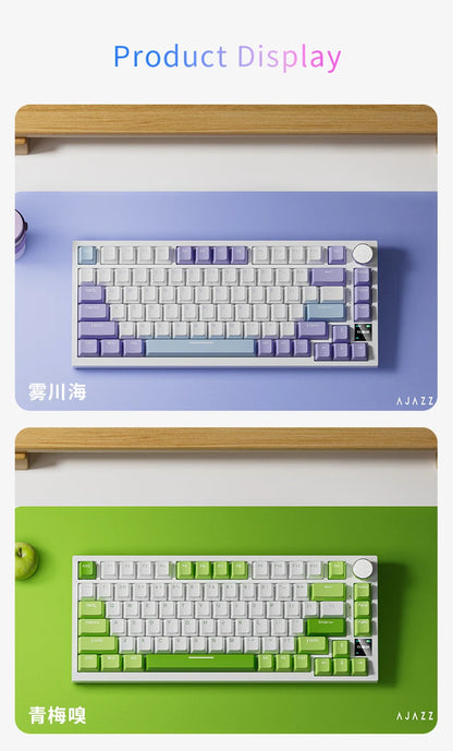Ajazz AK820 Pro Gaming Mechanical Keyboard 75% Bluetooth/ Wireless Customized Gamer Keyboard with TFT Color Screen Knob for PC