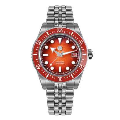 Relógio de mergulho de luxo para homem San Martin 40mm Miyota 9015, mostrador em esmalte sunburst, relógio de pulso mecânico automático, resistente à água 200m, SN0148