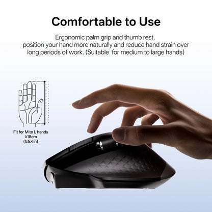 Rapoo New MT710L Multi-mode Rechargeable Wireless Bluetooth Mouse Ergonomic 4000 DPI Support Up to 4 Devices Office Mice