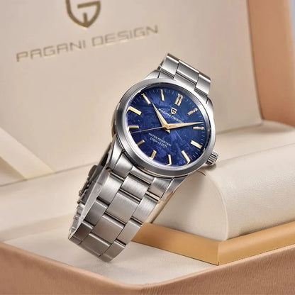 Relógio masculino PAGANI DESIGN 40MM com mostrador de meteorito, quartzo, luxo business, safira, aço inoxidável 316L, resistente à água 100M
