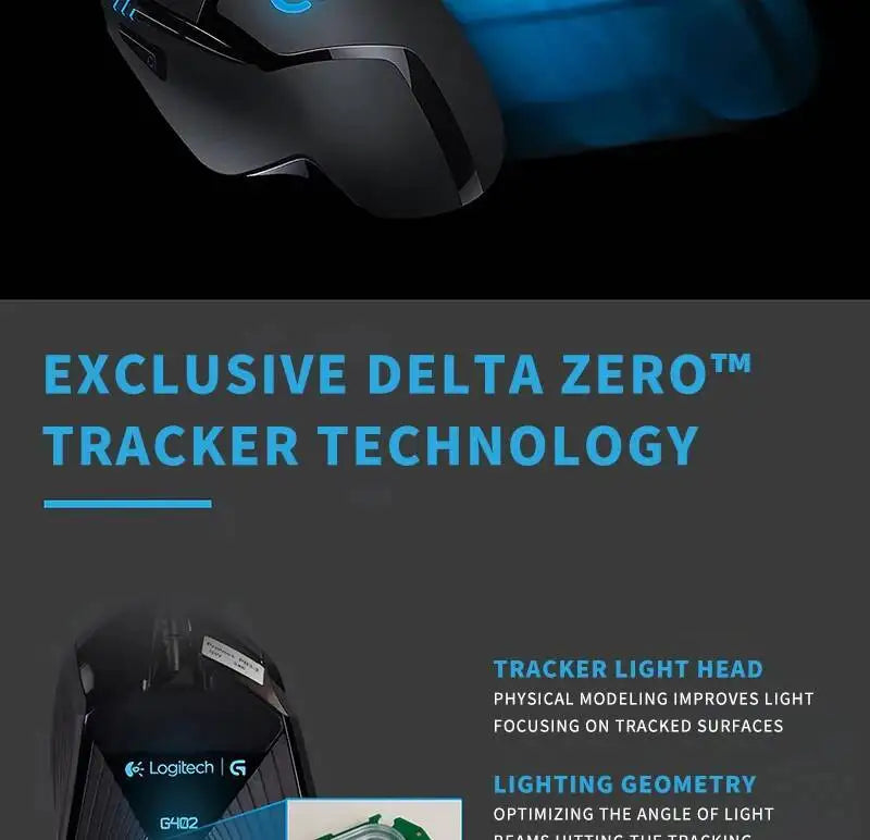 Logitech G402 kabelgebundene Gaming-Maus, 32-Bit-ARM-Prozessor, 8 Tasten, 500 IPS, rutschfest, für ganztägige Gaming- und Arbeitssessions
