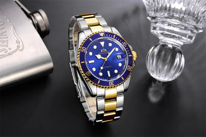 High Quality Automatic Mechanical Watch for Men Stainless Steel Red Dial Date Strong Luminous Luxury Men's Watch