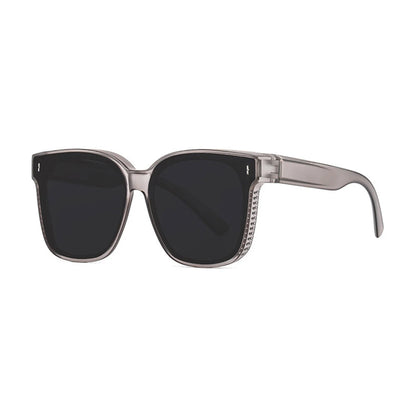 KLASSNUM Transfer Sunglasses Ladies Fit Over Sun Glasses Men Oversize Square Wrap Around Glasses for Prescription Myopia Goggles