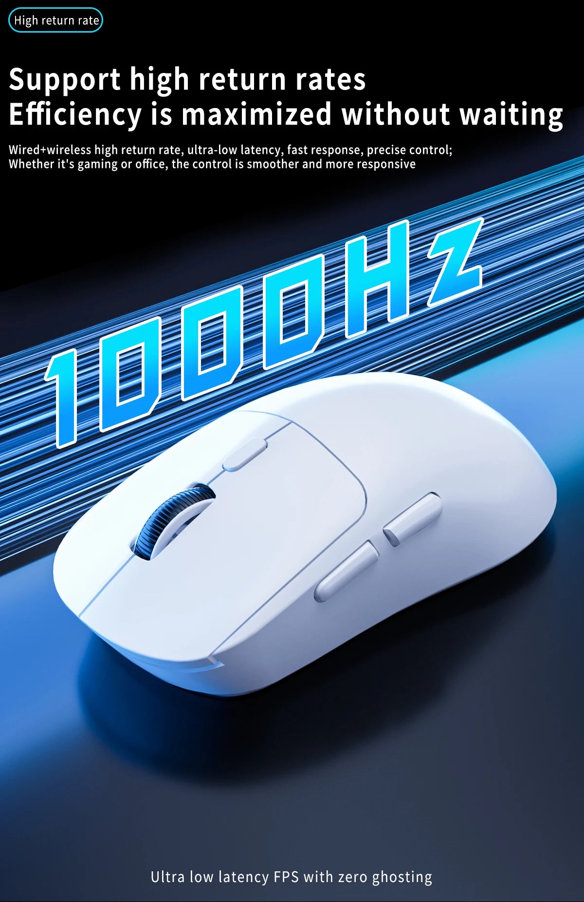 Ratón gaming Bluetooth recargable PAW3395, ligero y ergonómico, ratón inalámbrico para eSport