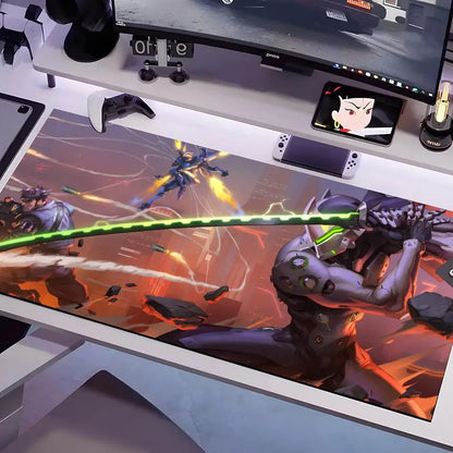 Tapete de Rato Overwatch em Vários Tamanhos, Grande e Quadrado, para Computador, Escritório e Gaming, com Base de Borracha Antiderrapante