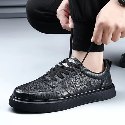 Sapatilhas DIMANYU para homem em pele genuína, novas para o verão de 2026, sapatos casuais para homem com plataforma, atacadores, estilo simples e moderno, respiráveis