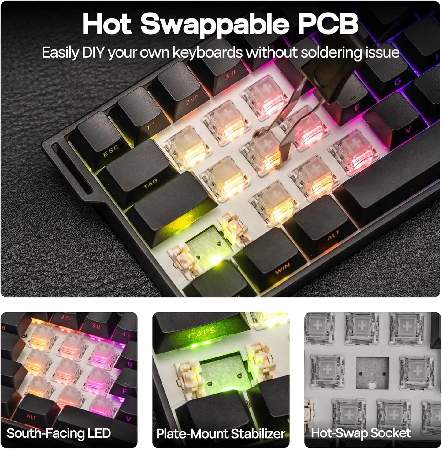 AULA Mini60 HE/Pro/Max 60% Magnetic Switch Keyboard RGB Tri Mode Wireless Mechanical Keyboard 8000Hz 0.01mmRT for Pc Gamer Gifts