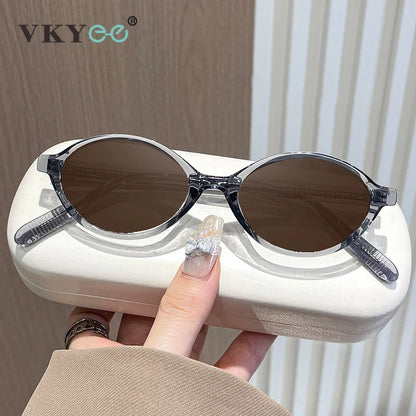 VICKY Simple Geometric Oval Small Frame Retro Design Women's Polarized Sunglasses UV Protection Customizable Prescription K9142