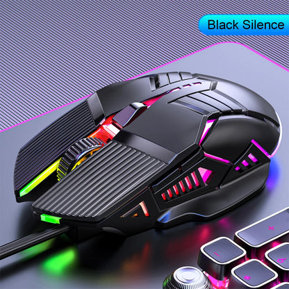 3200DPI ergonomikus vezetékes gamer egér, USB számítógépes gamer egér RGB háttérvilágítással, 6 gombos LED-es csendes egér PC-hez és laptophoz