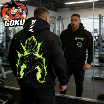 Sweat à capuche de ginásio retro Dragon Ball outono/inverno 2026 100% algodão com estampado Broly, oversized, streetwear fitness para homens, mulheres, adultos e crianças