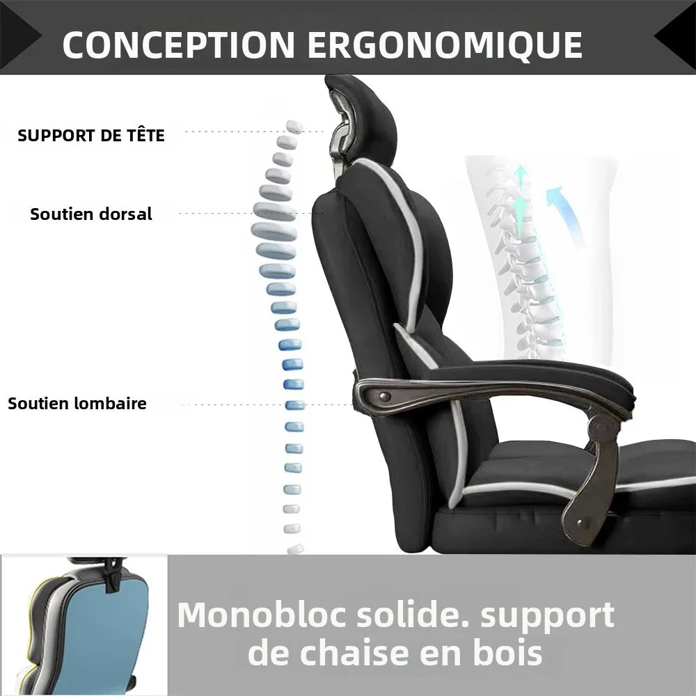 Ergonomic Office Chair High Back with Adjustable Lumbar Support Retractable Footrest Reclining Desk Chair for Home or Office Use