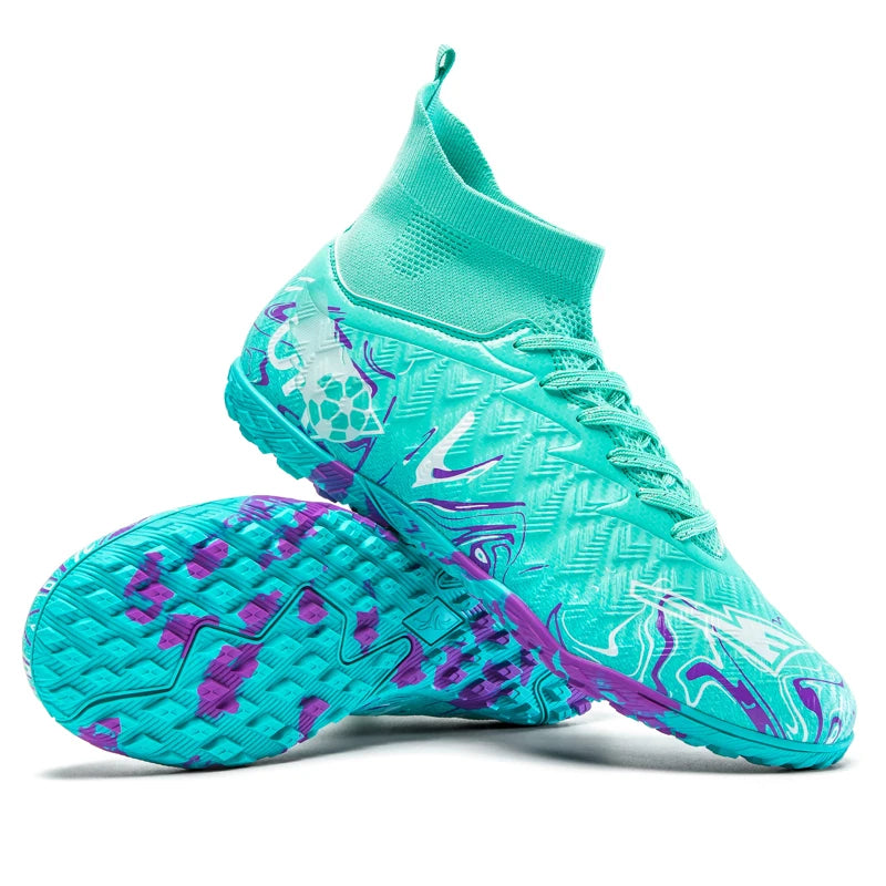 Chaussures de Football pour hommes et femmes, chaussures d'extérieur AG/FG, bottes de Football respirantes, ultralégères, antidérapantes, chaussures d'entraînement de Futsal