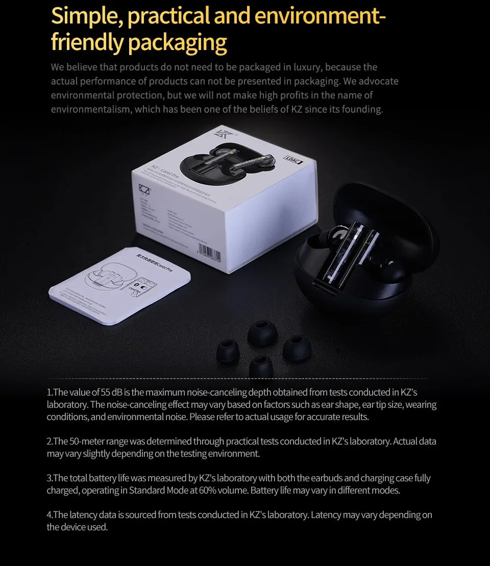 KZ Carol Pro TWS Bluetooth 5.4 Earphone 6 MIC Active Noise Canceling True Wireless In-Ear Earbuds HiFi Game Music Headphone