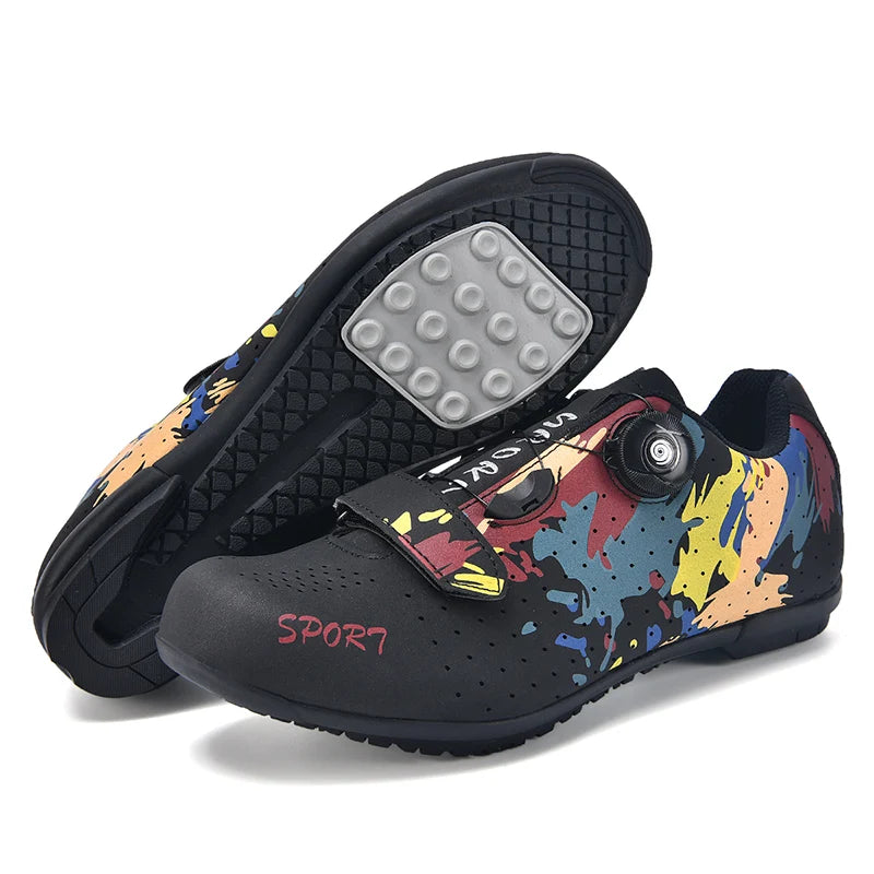 Zapatillas de ciclismo sin cierre para pedales planos, para hombre, zapatillas con calas para bicicleta, MTB, para mujer, transpirables, tipo bota para interior