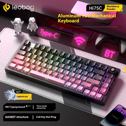 LEOBOG Hi75C Mechanical Keyboard 3Mode/Wired kit Hot Swap With Knob RGB Aluminium Alloy Gasket Hi75C Keyboard Kit PC Custom Gift